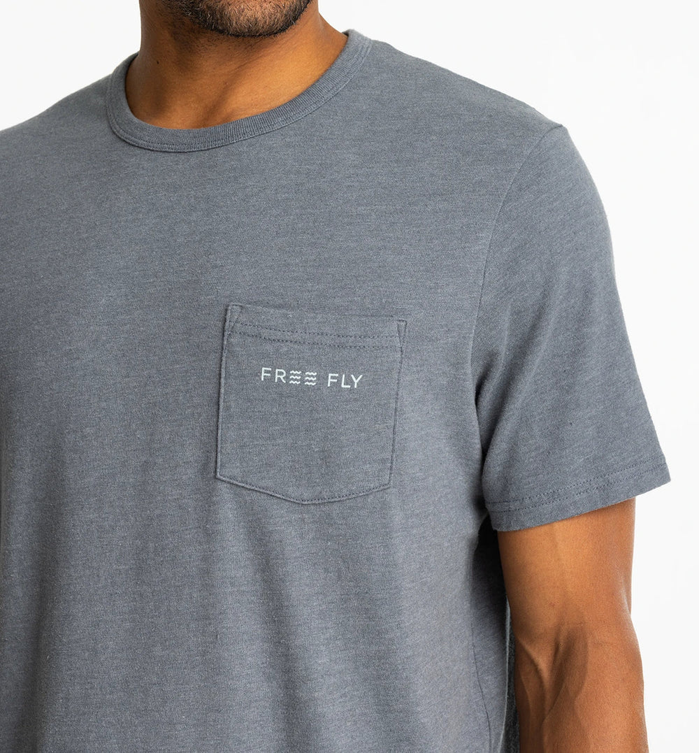 HEATHER STORM CLOUD COMFORT ONE POCKET TEE
