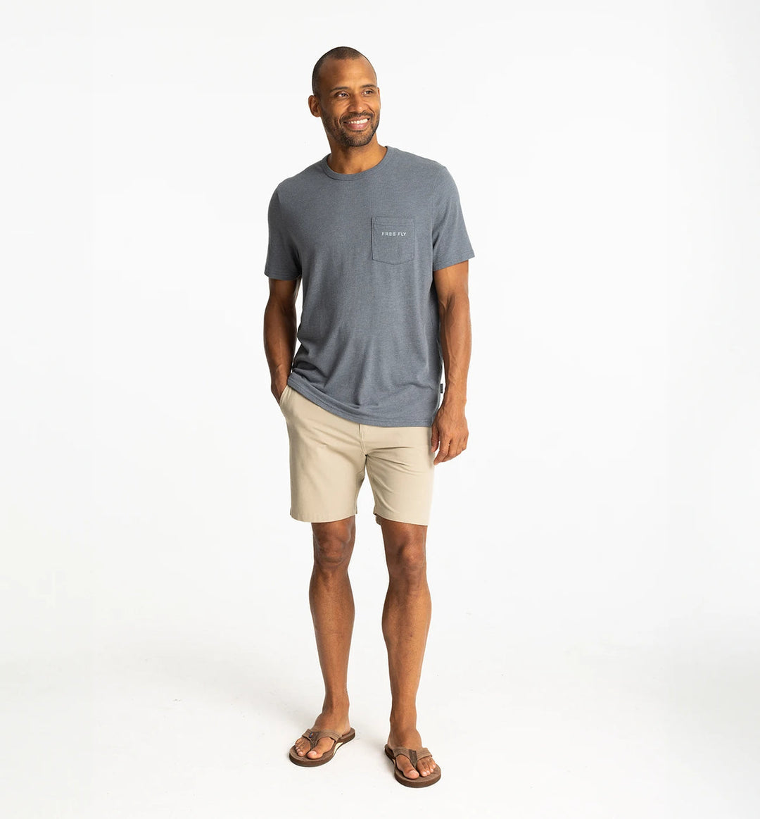 HEATHER STORM CLOUD COMFORT ONE POCKET TEE