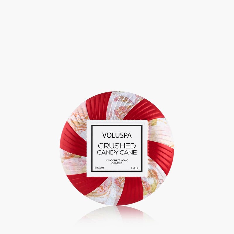 CRUSHED CANDY CANE MINI TIN CANDLE
