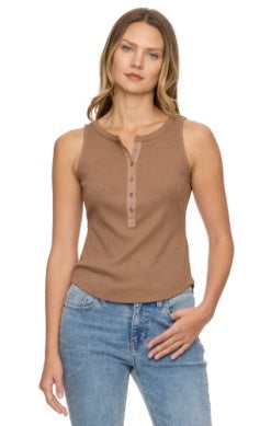 DENNING TAWNY HENLEY TANK TOP
