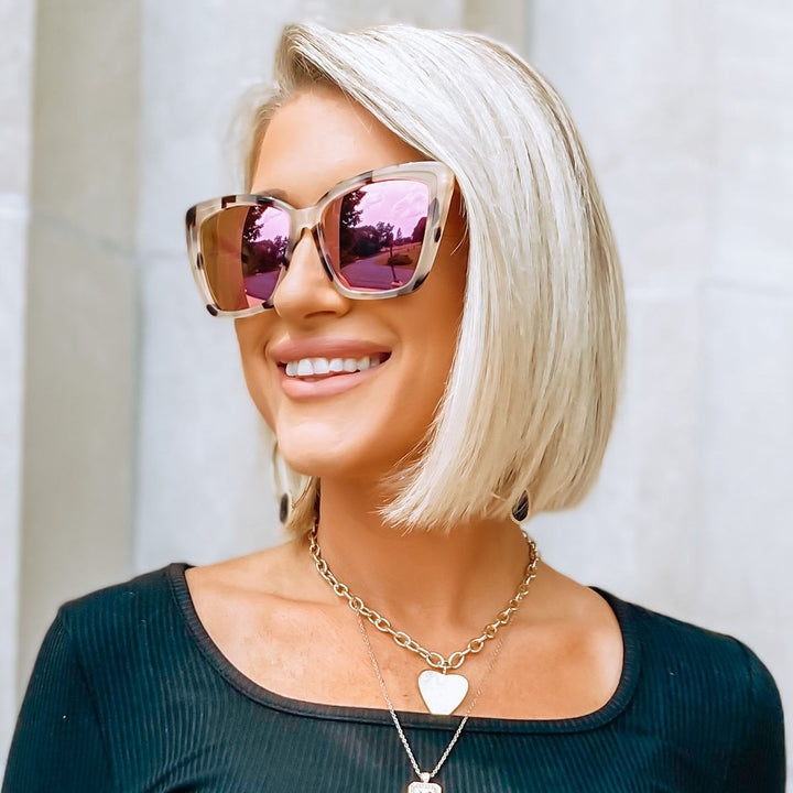 BECKY II CREAM TORTOISE PINK MIRROR SUNGLASSES