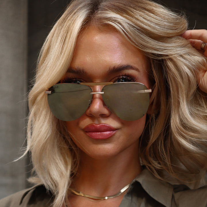 TAHOE AVIATOR BRUSHED GOLD SUNGLASSES