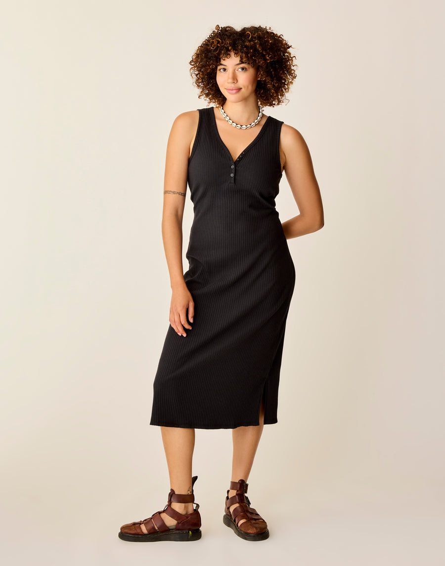 ELODIE BLACK RIB DRESS