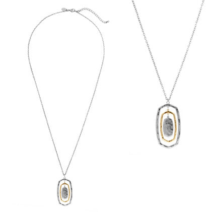 DREW  LONG TWO TONE PENDANT NECKLACE