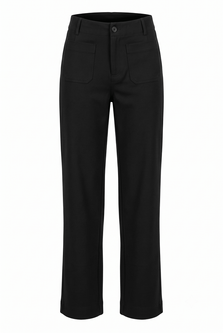 ERIN BLACK LONG WIDE LEG PATCH POCKET PANT