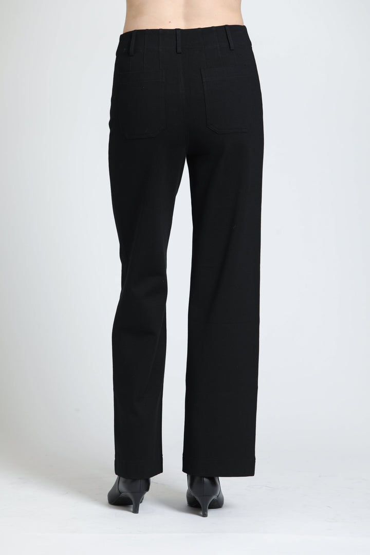 ERIN BLACK LONG WIDE LEG PATCH POCKET PANT
