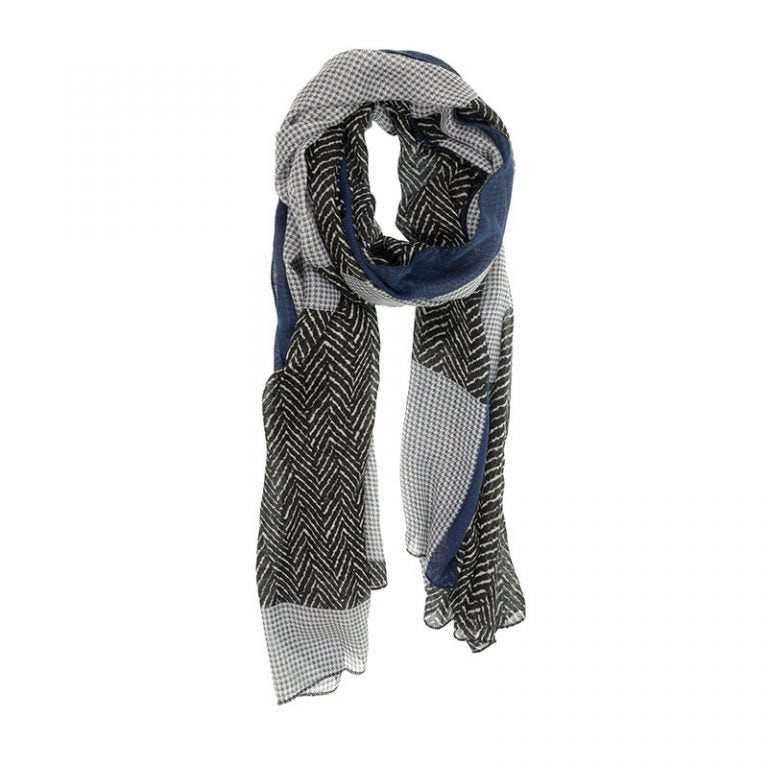 NAVY HERRINGBONE PATH SCARF

