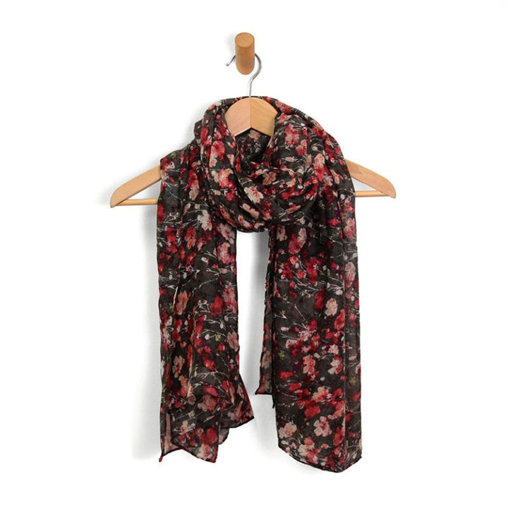 Charcoal Floral Calico Scarf