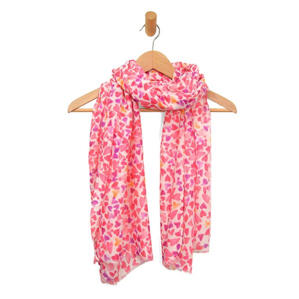 PINK SCATTERED HEARTS SCARF