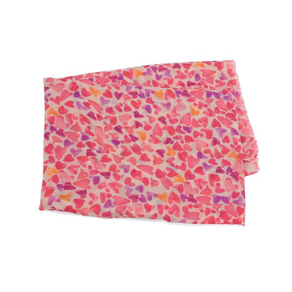 PINK SCATTERED HEARTS SCARF
