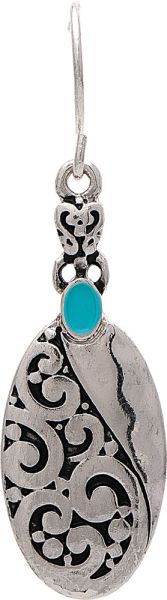 Silver Turquoise Etched Filigree Earrings