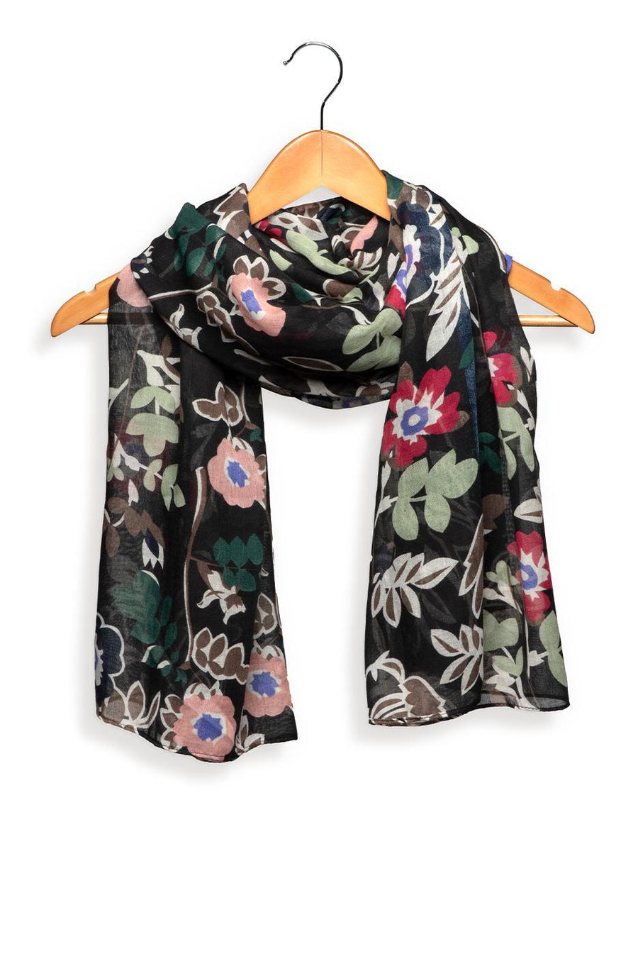 BLACK MULTI CUT FLOWER GARDEN SCARF
