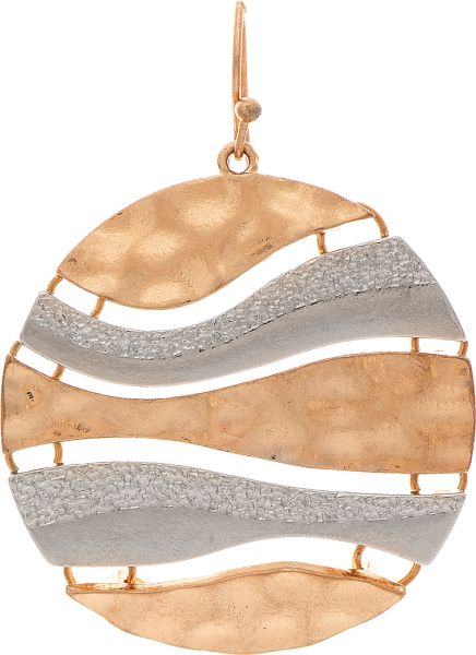Two Tone Textured Wave Circle Earrings