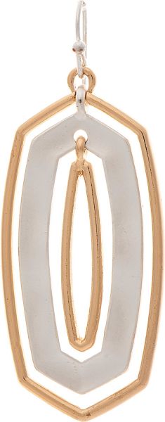 Two Tone Long Hexagon Layer Earrings
