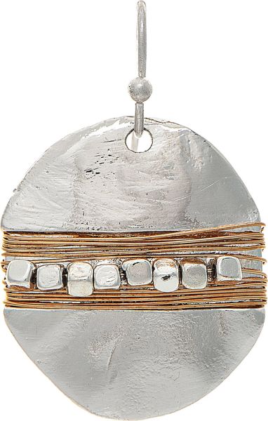 Two Tone Nugget Row Wired Disc Earrings

