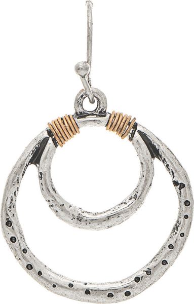 Two Tone Wire Accent Circles Earrings
