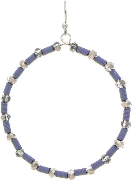 SILVER GREY BEADED CIRCLE EARRINGS
