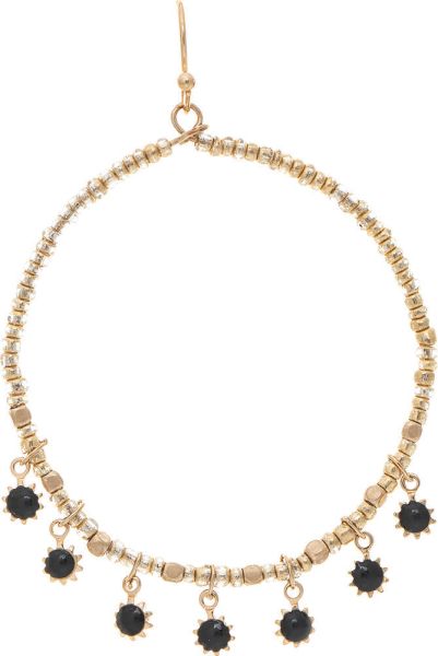 GOLD & BLACK BEAD CIRCLE EARRINGS
