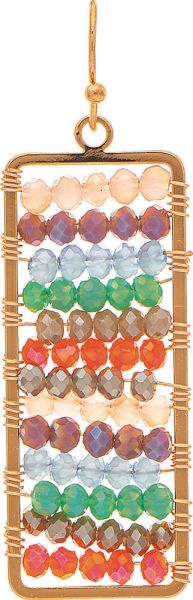 Gold Multicolor Beaded Wide Bar Earrings