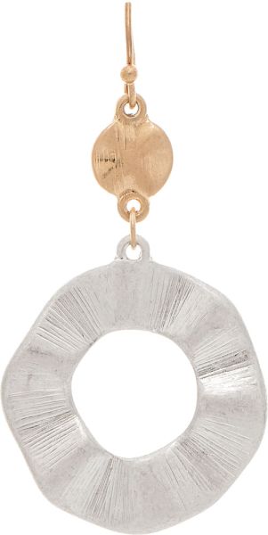 Two Tone Textured Wavy Ring Earrings

