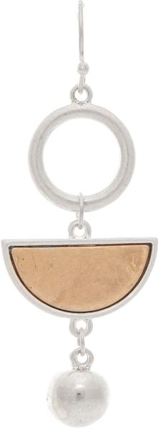 Two Tone Circle Half Moon Drop Earrings