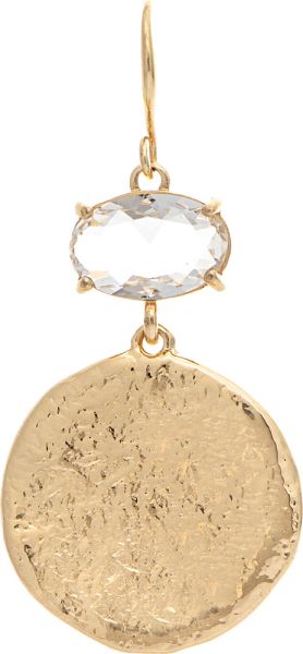 GOLD DISC & CLEAR CRYSTAL EARRINGS
