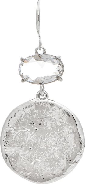 SILVER DISC & CLEAR CRYSTAL EARRINGS
