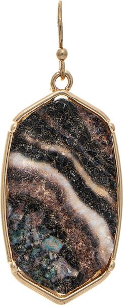 Gold Brown Black Crystalized Druzy Earrings
