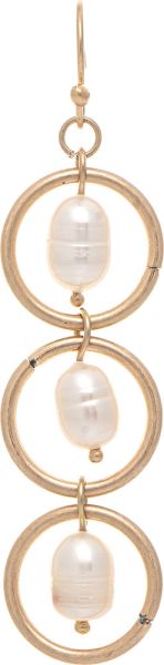 Gold Fresh Water Pearl Center Circles Earrings
