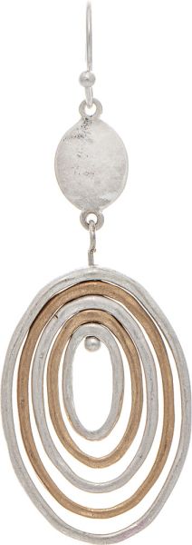 Two Tone Disc Top Ovals Earrings