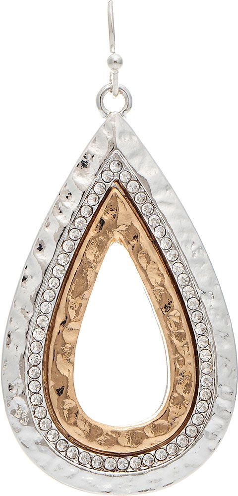 TWO TONE CRYSTAL TEARDROP EARRINGS