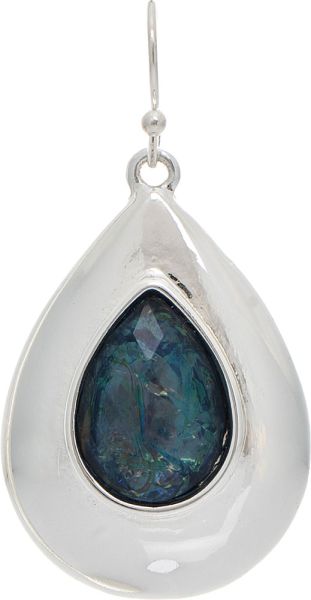 SILVER BLUE GLOW CENTER TEARDROP EARRINGS