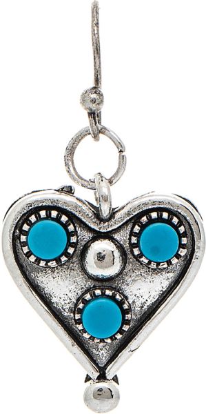 Silver Tiny Heart Turquoise Stone Earrings

