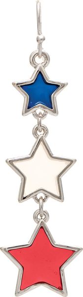 Silver Triple Star Red White & Blue Americana Earrings
