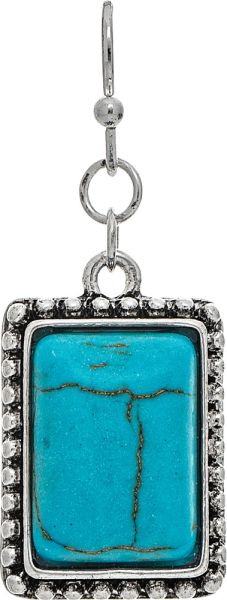 SILVER & TURQUOISE RECTANGLE EARRINGS