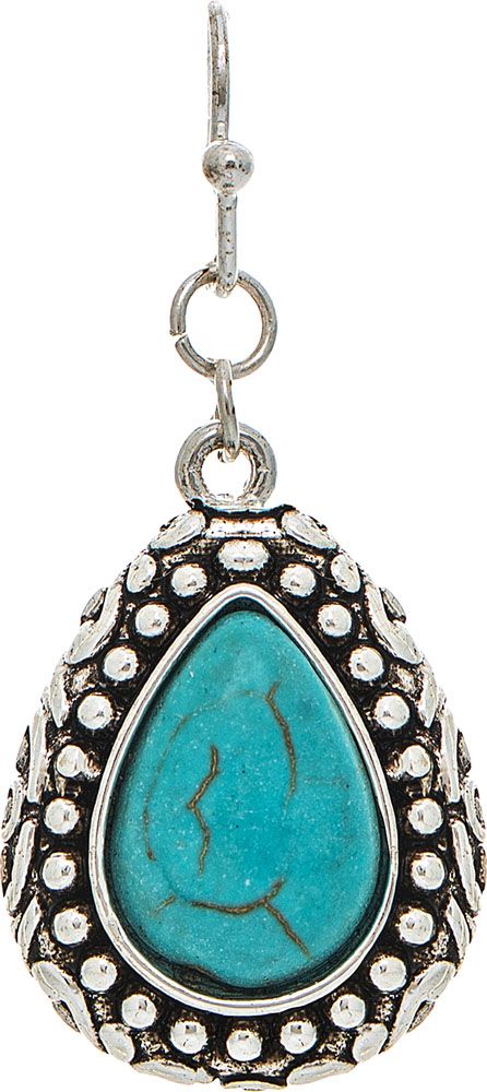 SILVER & TURQUOISED TEARDROP EARRINGS
