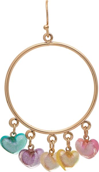 GOLD MULTI DANGLE HEARTS EARRINGS