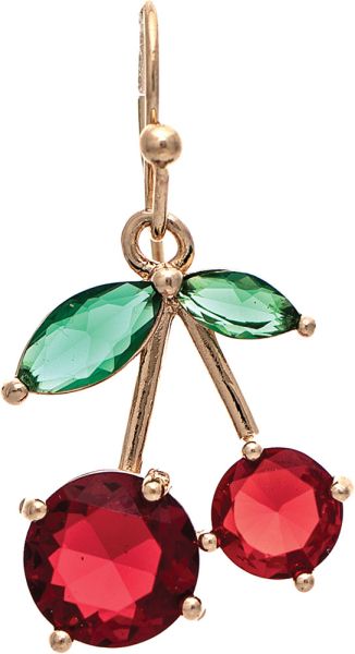 GOLD & RED CRYSTAL CHERRIES EARRINGS

