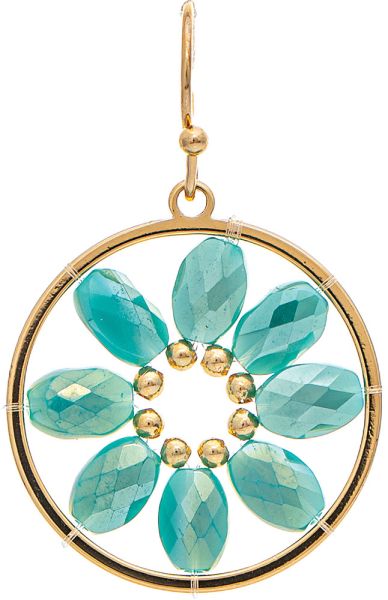 GOLD & AQUA GREEN GLASS BLOOM EARRINGS
