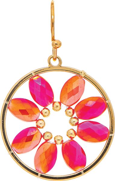 GOLD & PINK GLASS BLOOM EARRINGS
