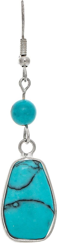 SILVER & TURQUOISE STONE DANGLE EARRINGS
