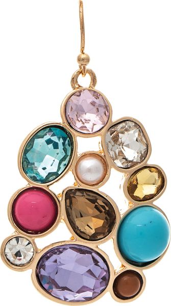 Gold Multi Metal & Crystal Mosaic Earrings
