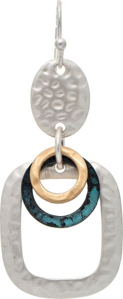 Multicolor Hammered Shapes Dangle Earrings
