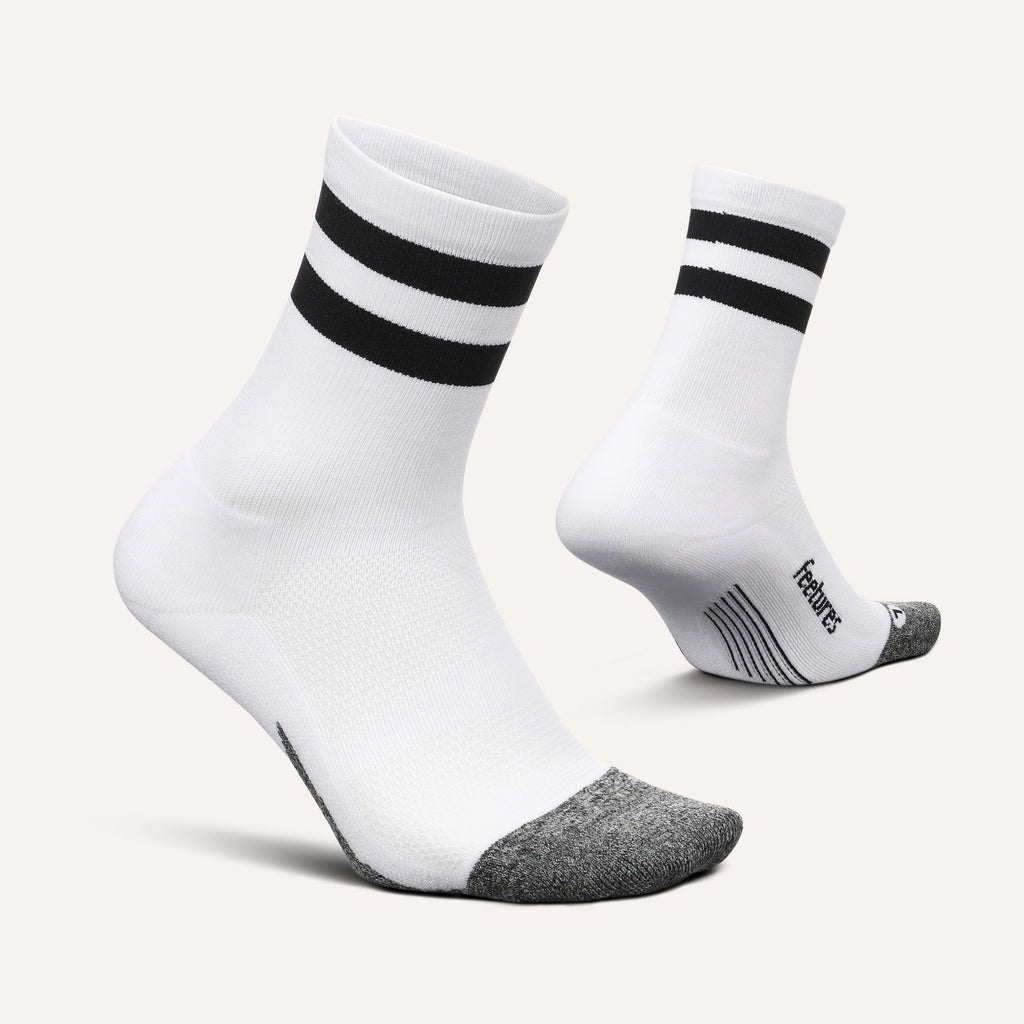 WHITE HIGH TOP STRIPE ELITE LIGHT CUSHION MINI CREW SOCKS