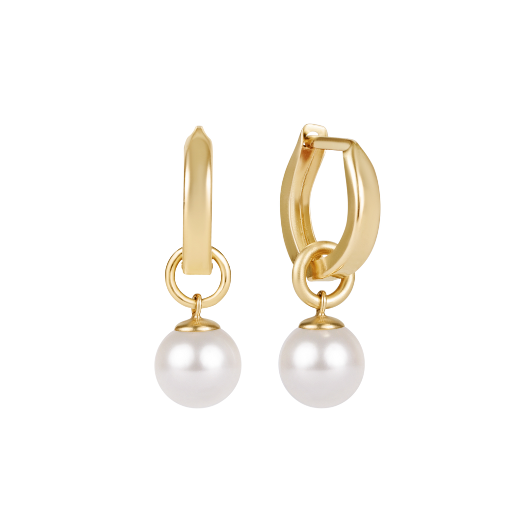 GOLD W/ PEARL HUGGIE .5" HOOP - 8MM CHARM