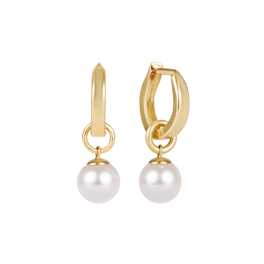 GOLD W/ PEARL HUGGIE .5" HOOP - 8MM CHARM
