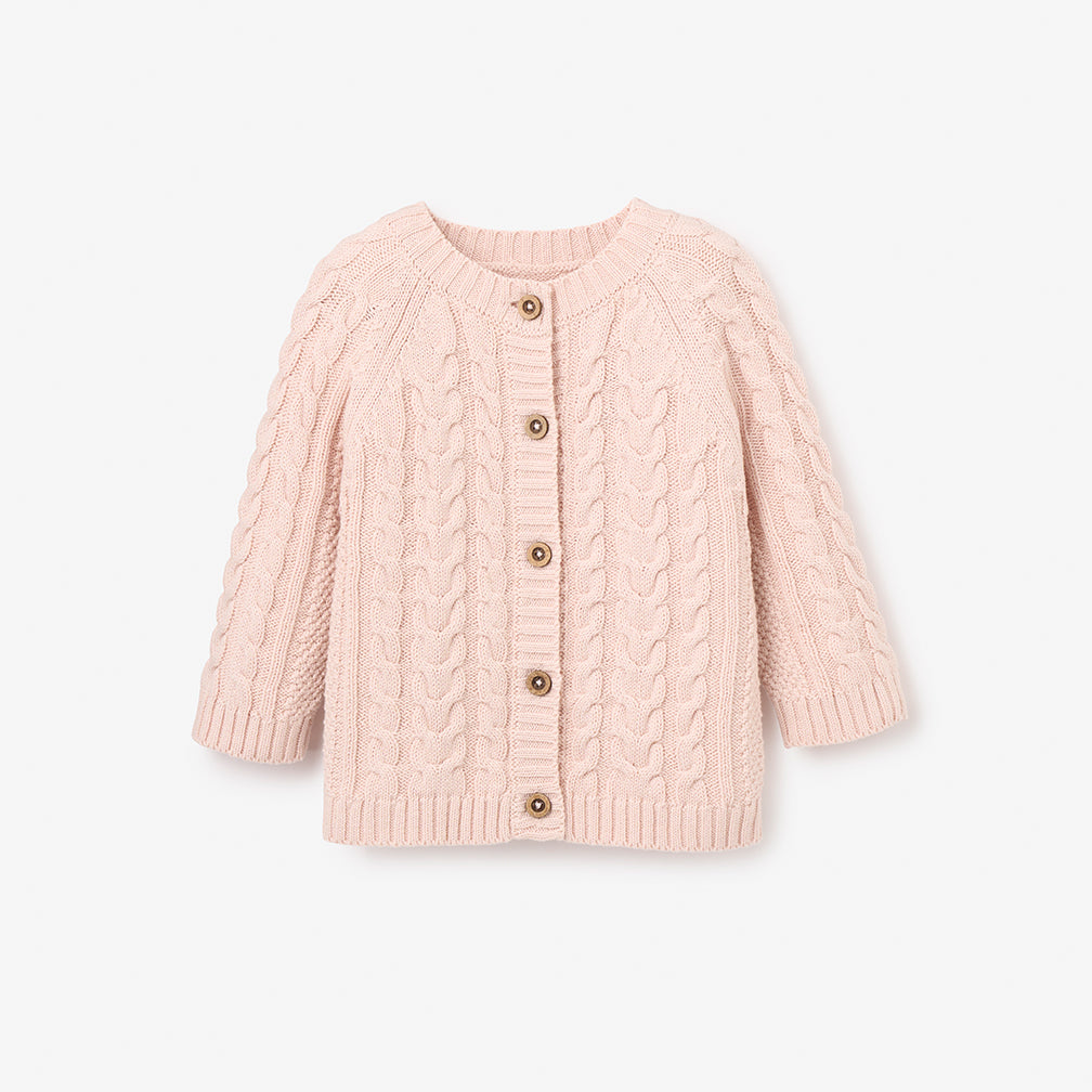BLUSH CABLE KNIT CARDIGAN