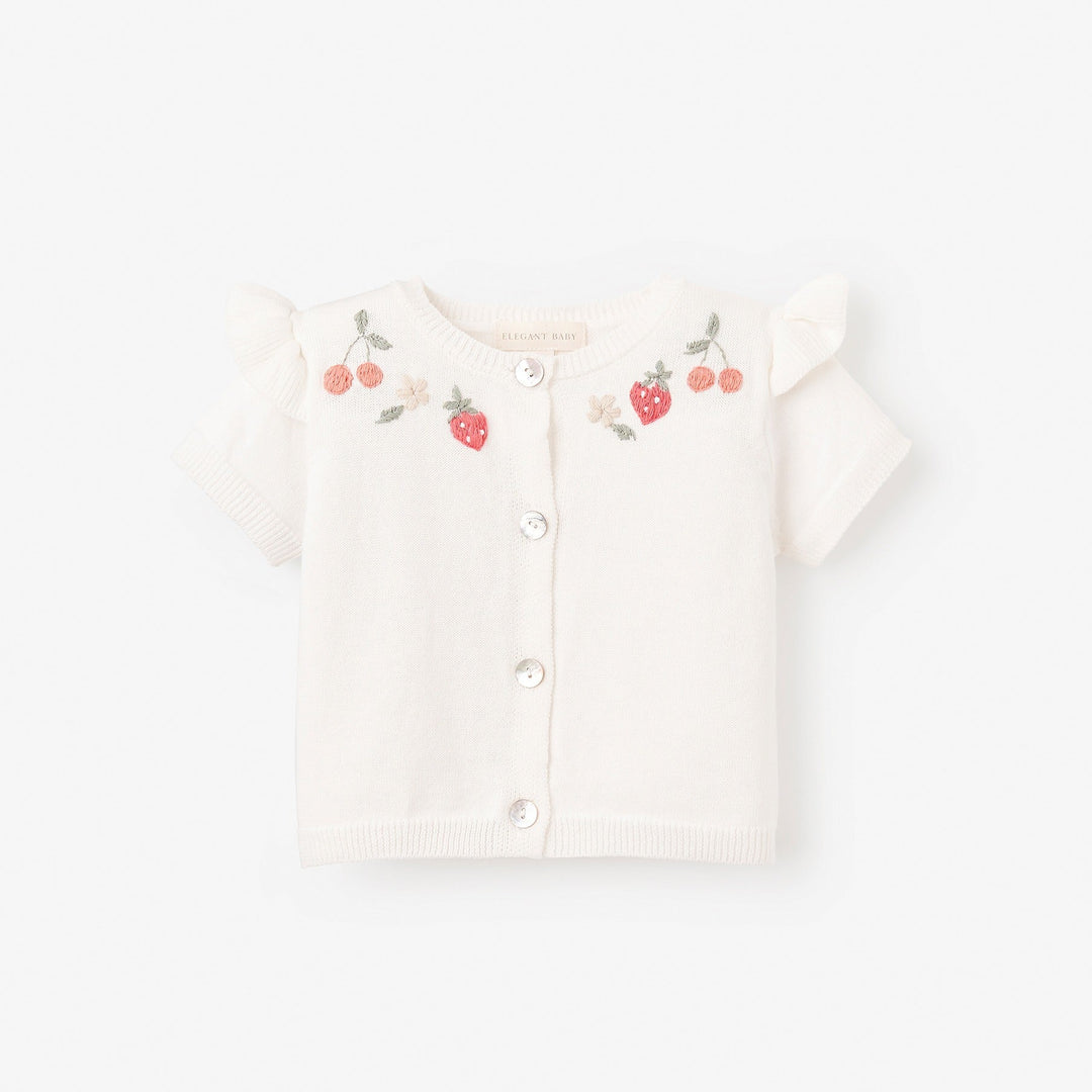 STRAWBERRY PICNIC HAND EMBROIDERED CARDIGAN