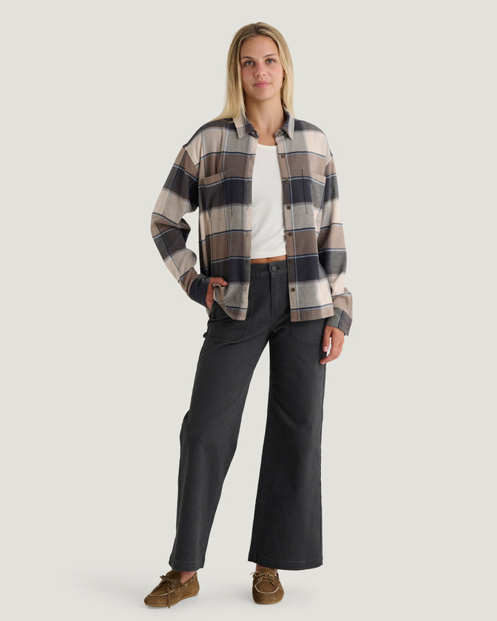 PLAID ANTHRACITE SEAWOOL FLANNEL SHIRT