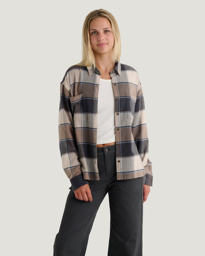 PLAID ANTHRACITE SEAWOOL FLANNEL SHIRT